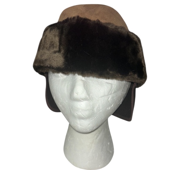 Vintage Union Made Suede Leather Russian Winter Hat Medium - Picture 2 of 14
